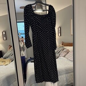 Lulu's Black and White Polka Dot Long Sleeve Dress